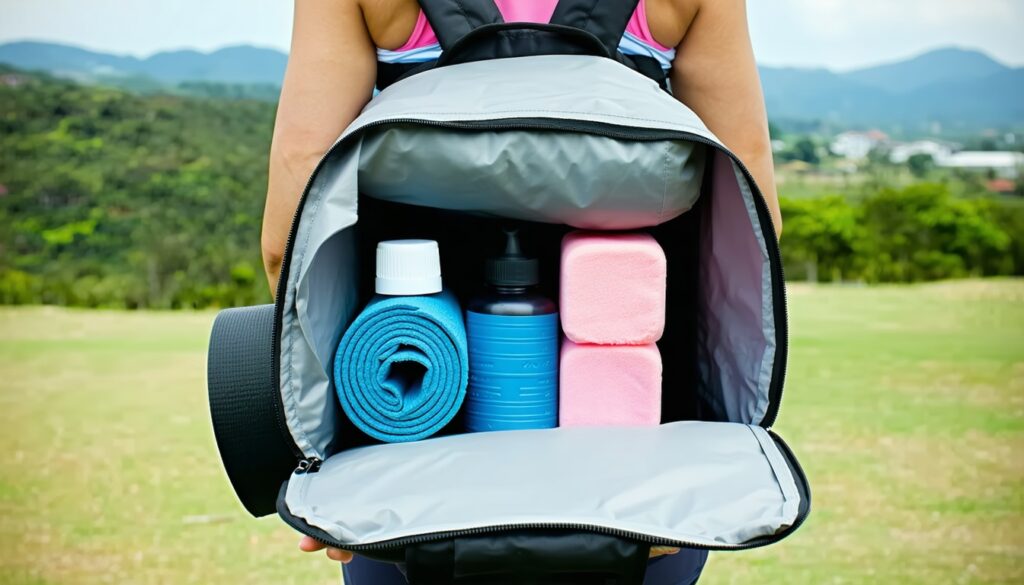 How To Fit a Bulky Yoga Mat and Accessories into a Backpack