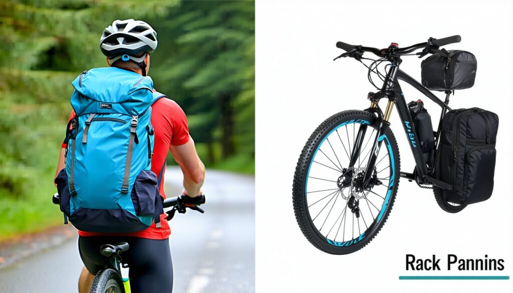 cycling backpack vs rack pannier: pros & cons || Backpackbin.com