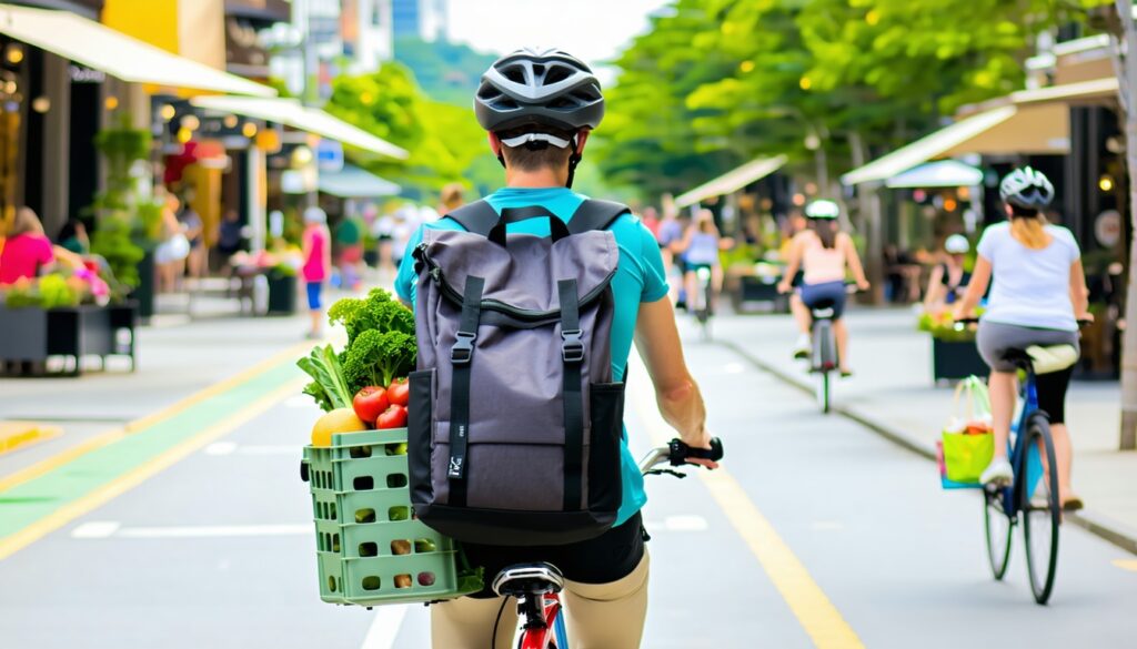 how to use an expandable cycling backpack for shopping || Backpackbin.com