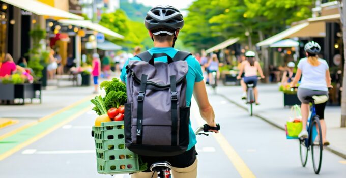 how to use an expandable cycling backpack for shopping || Backpackbin.com