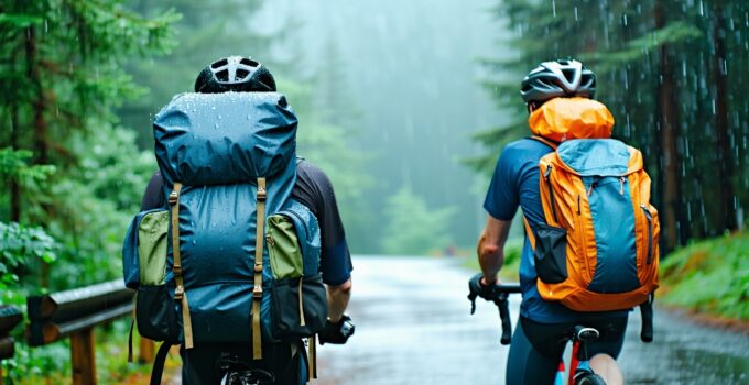 when to add rain covers or dry bags to your bike backpack || Backpackbin.com