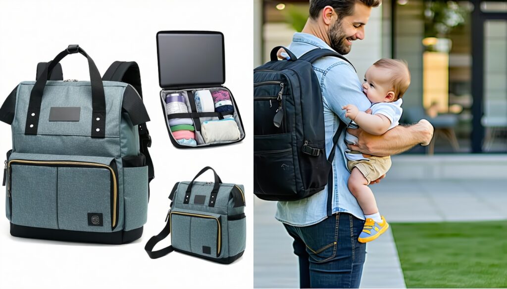 diaper backpacks that double as a travel o  work bag for dads || Backpackbin.com
