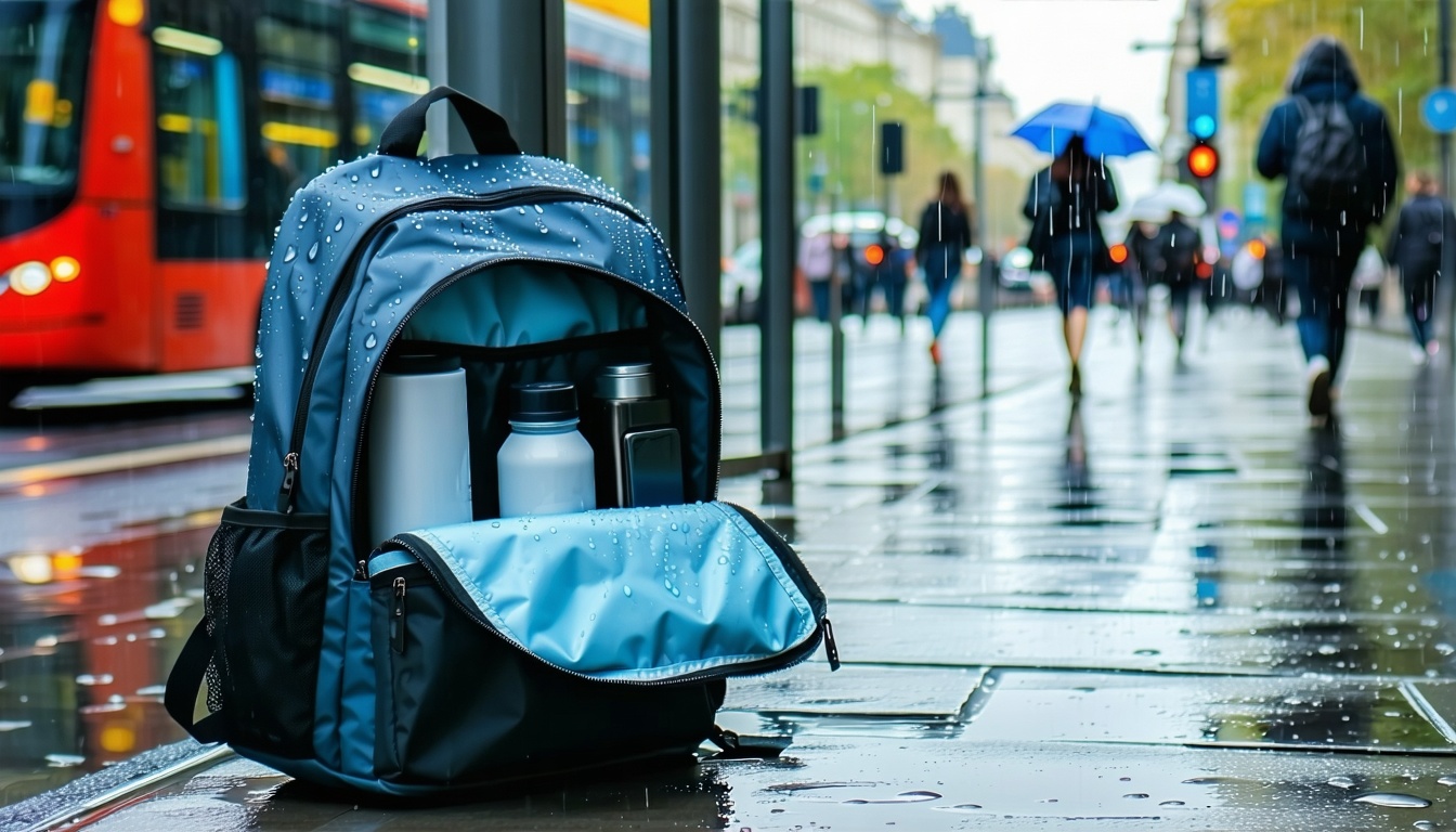 using weatherproof liners inside backpacks for rainy commutes || Backpackbin.com